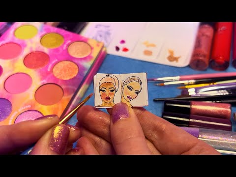 ASMR Makeup on Miniature Face Charts (Whispered)