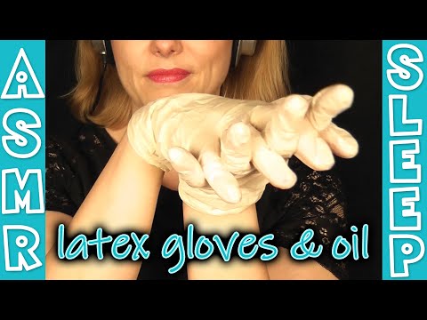 ASMR latex gloves & oil [squishy rubbing & hand movements, closeup]