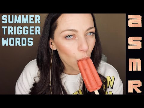 ASMR | Summer Trigger Words A-Z + Strawberry Popsicle 🍓