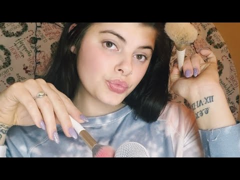 ASMR~ Lens and Mic Brushing, Mouth Sounds, and Fabric Scratching