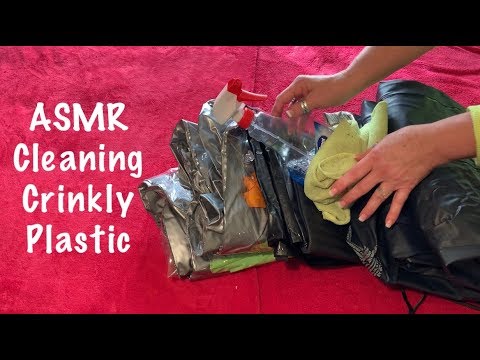ASMR Request/Cleaning heavy plastic/Heavy plastic crinkles/Spray bottle sounds (No talking)