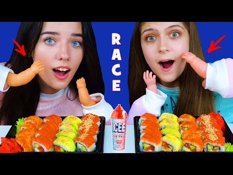 ASMR SUSHI RACE WITH DOLL HANDS | EATING SOUNDS LILIBU