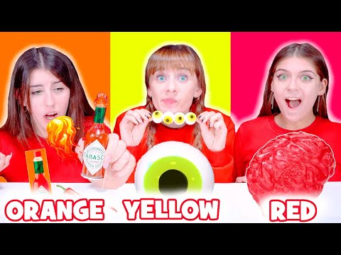 ASMR Yellow Food VS Orange Food VS Red Food Challenge