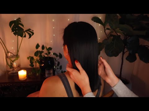 ASMR tingly hair play and back scratches on Jenny that will put you to sleep (whisper)