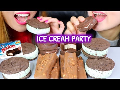 ASMR ICE CREAM PARTY 초콜릿 아이스크림 리얼사운드 먹방 アイスクリーム 冰淇淋 Kem cây | Kim&Liz ASMR