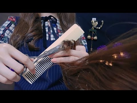 ASMR Hair salon✂Haircut & Shampoo & blow dry& comb brushing