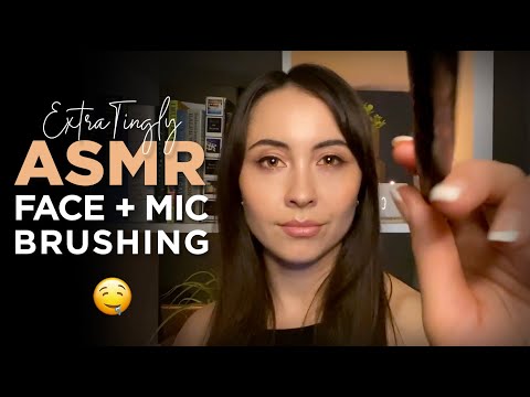 ASMR FACE + MIC BRUSHING - No talking