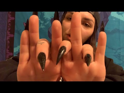 Hypnotizing Hand Movements with Long Nails ASMR ~ Whispers ~ Relax, Sh, Pluck, Sk, & More🌚