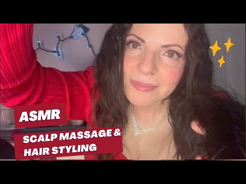 ASMR Roleplay Holiday Scalp Massage with Hair Brushing and Styling