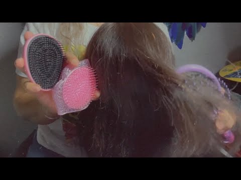 ASMR| Brushing your hair with different brushes & combs- brush bristle sounds at the end 😴