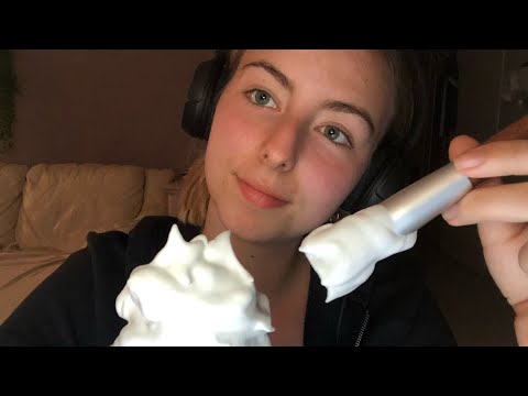 ASMR| Shaving cream on mic + crinkles 😴