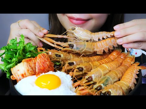 ASMR raw Norwegian crayfish soaked in soy sauce EATING SOUNDS | LINH-ASMR