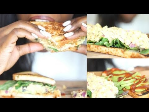 🌱ASMR Eating Sounds: Avocado & Tuna Grilled Sandwich MUKBANG | Big Bites | Vegan Recipe