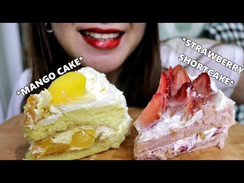 ASMR Strawberry Shortcake + Mango Cake Eating Sounds | Hungry Bunny