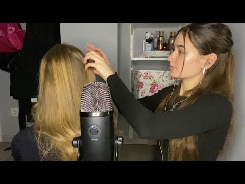 Playing with my friends hair to make you feel sleepy(brushing, scratching, playing)