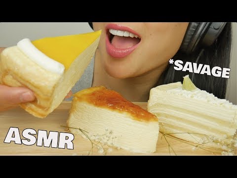 ASMR *SAVAGE DELICATE CREPE CAKE (SOFT EATING SOUNDS) NO TALKING | SAS-ASMR