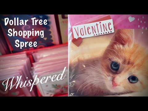 ASMR Dollar Tree Shopping (Whispered) Valentines! Shop with Rebecca! No talking version tomorrow.