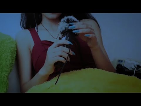 asmr - mouth sounds, tapping with long nails + ear cleaning