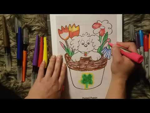 Asmr💓Visual coloring & tracing with markers!Very relaxing!