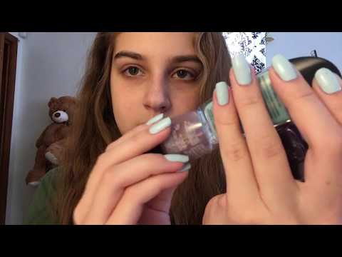 ASMR - fast tapping, scratching, clinking and lid sounds with nail polish bottles