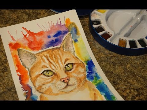 ASMR LoFi  Painting Watercolor Abstract Background for a Kitty portrait