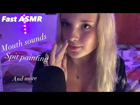 ASMR fast and aggressive triggers// spit painting, mouth sounds, stuttering, hand movements…