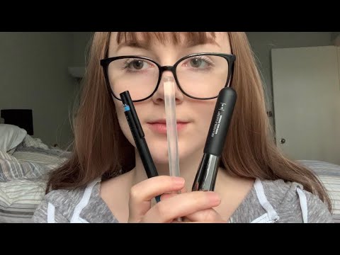 ASMR - Tracing My Face & Brushing the Camera with Relaxing Whispers