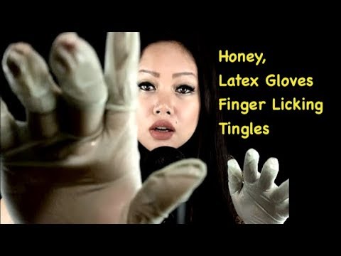 ASMR Finger Licking, Latex Gloves with Honey - Sleep and Anxiety #withme #StayHome