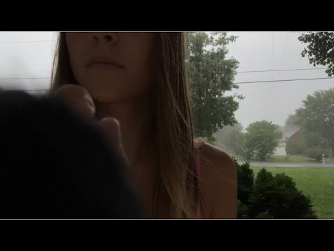 ASMR face brushing and finger tracing in Thunderstorm relaxing rain sounds ☔️💧⛈