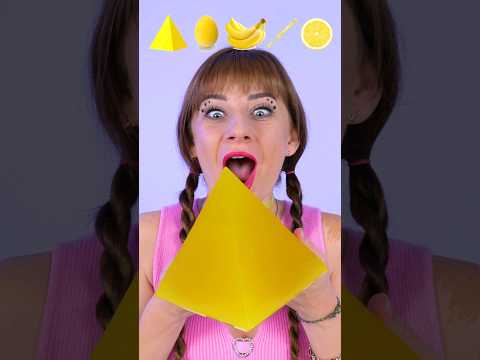 ASMR Emoji Yellow Food Jello, Lemon, Eggs Mukbang #shorts