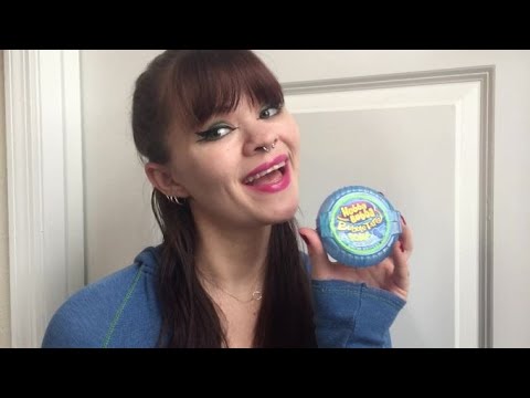 ASMR GUM 💙 no talking chewing sour HUBBA BUBBA satisfying mouth sunny sounds teeth bubbles pop snaps