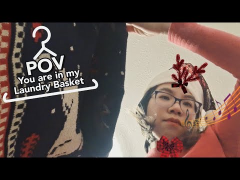ASMR POV YOU ARE HIDING IN MY LAUNDRY BASKET (Humming Christmas Songs & Folding Clothes) 🎄🧦