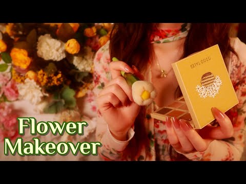 ASMR | 💐 Pampering You with a Floral Makeover ✨(skincare, hair styling, makeup, music) ft. Dossier