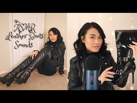 ASMR Leather Sounds | Tapping & Scratching Leather Boots | Whispering