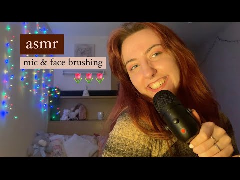 asmr | mic brushing, face brushing & mouth sounds etc