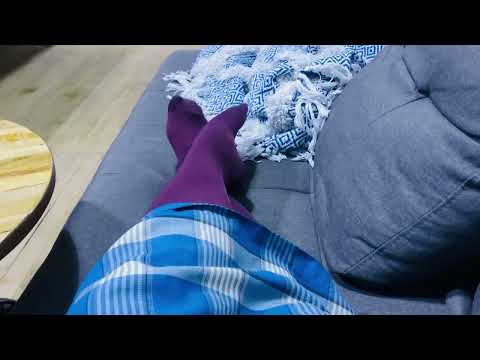 ASMR feet relaxing purple nylons