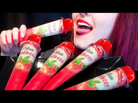 ASMR: Juicy Strawberry Popsicles | Slurping & Ice Chewing 🍧 ~ Relaxing Eating [No Talking|V] 😻