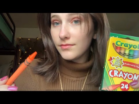 ASMR// Coloring in your face with crayons// Personal attention, close whispers, face touching