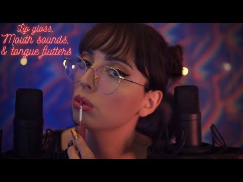 ASMR Lip gloss, soft mouth sounds, & slow tongue flutters