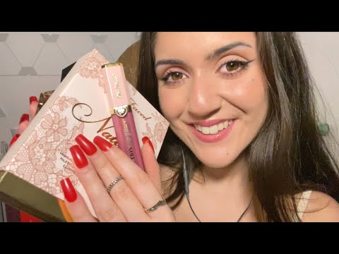 ASMR makeup haul (long nails tapping, whispering, makeup sounds) to help you relax