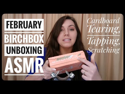 February Birchbox Unboxing ASMR (Cardboard Tearing, Scratching, & Tapping)