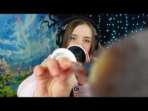 ASMR - Ear licking and visual triggers (face brushing, hand movements etc.) + some bamboo fluffs