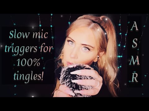 ASMR✨Slow microphone triggers for tingles, sleep, & relaxation✨(with mouth sounds) 😌😴