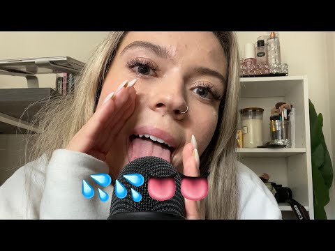 ASMR| Extra Wet Spitting & Licklng On my Blue Yeti Mic-Fluffy Mic Scratching