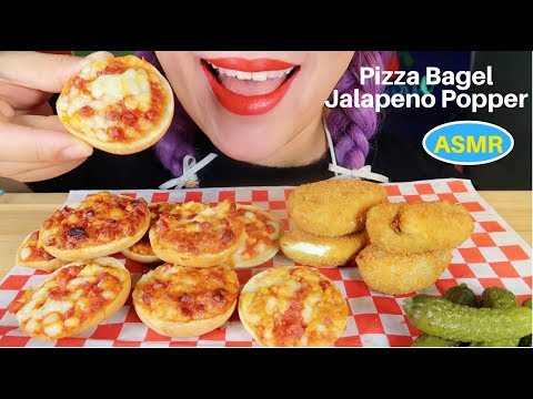 ASMR 피자 베이글,할라피뇨 파퍼먹방| PIZZA BAGELS + JALAPENO POPPERS|CURIE. ASMR