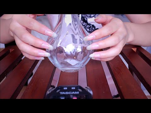 ASMR ~ Long Nails Tapping on Glass & Ceramic (No Talking)