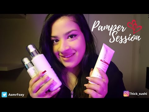 💕ASMR Night Pampering Session💕 | Face Touching, Lotion Application, Face Brushing