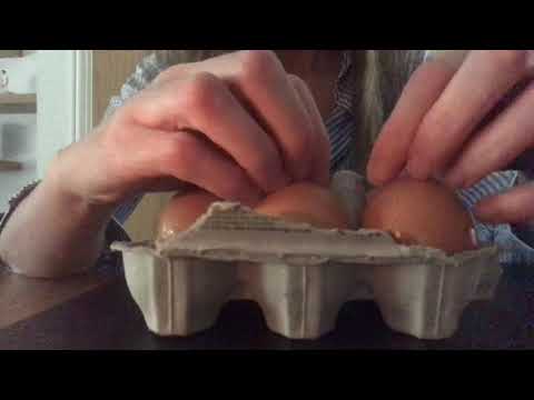 ASMR with Eggs ~ Scratching Eggs and Egg Box ~ Whispered Chat ~ Hair Brush ~ lighting Matches
