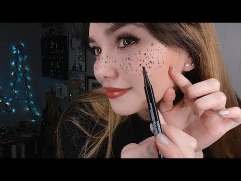 ASMR Freckling My Face & Counting Them ♡