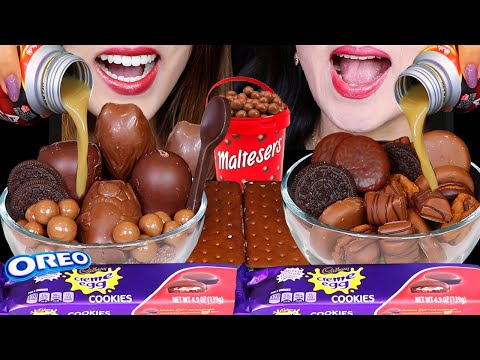 ASMR FAVORITE CHOCOLATE CEREAL BOWLS + ICE CREAM SANDWICHES (MALTESERS, CADBURY, MINI KINDER, OREO먹방